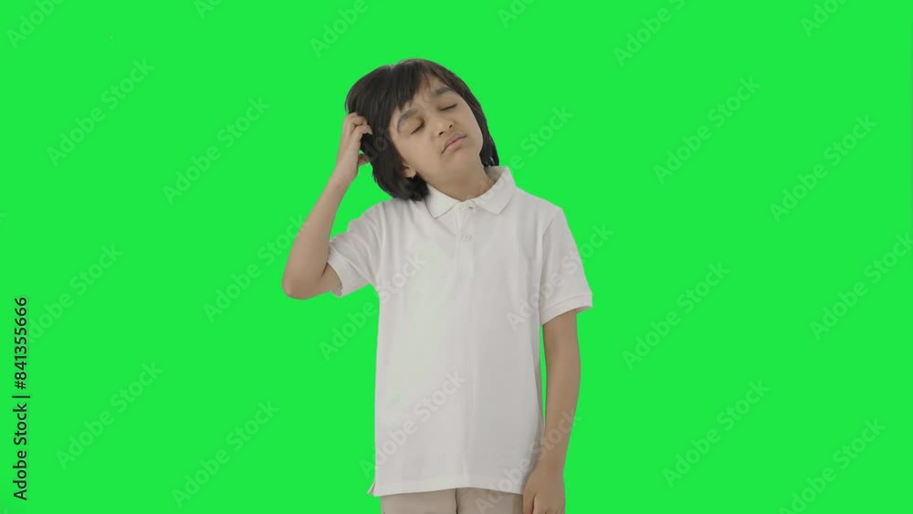 Confused Indian boy thinking about something Green screen Confused Indian boy thinking about something Green screen