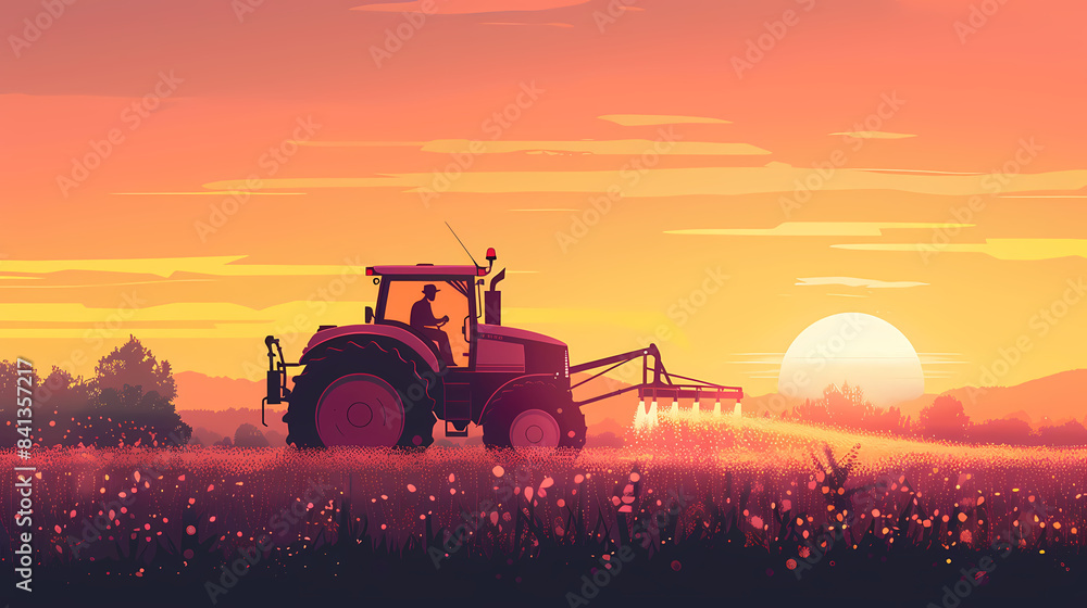 irrigation tractor driving spraying or harvesting an agricultural crop ...