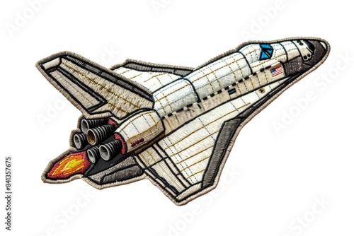 Detailed Embroidered Space Shuttle Patch with Flame photo