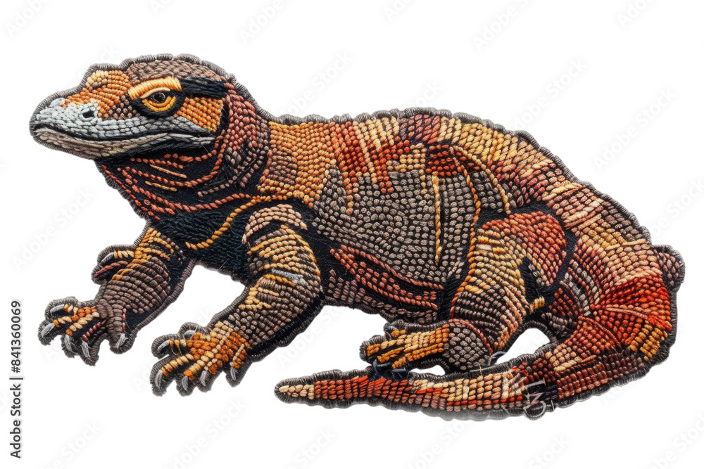 Obraz premium Intricately Beaded Lizard Art - Colorful Beadwork of an Exotic Reptile in Creative Craftsmanship