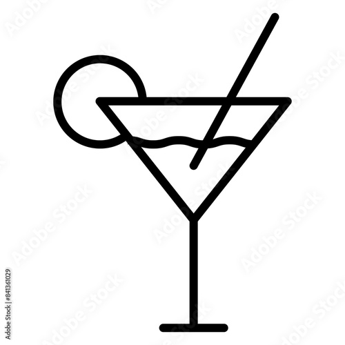 
Illustration depicting a black martini cocktail icon on a white background