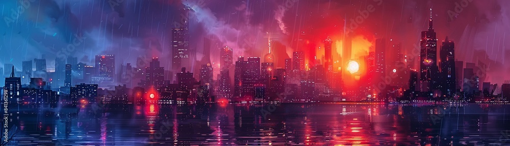 Fototapeta premium Professional in futuristic city, Psychedelic, Vivid hues, Watercolor, Surreal patterns and abstract effects 8K , high-resolution, ultra HD,up32K HD