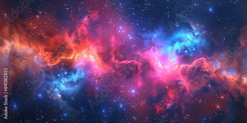 Vibrant cosmic nebula in deep space with swirling colors and sparkling stars  showcasing the beauty and grandeur of the universe in a mesmerizing  celestial scene..