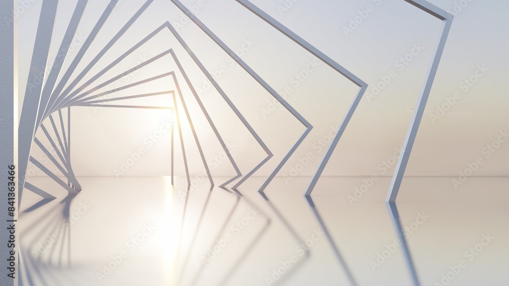 Obraz premium Architecture background geometric arched interior 3d render