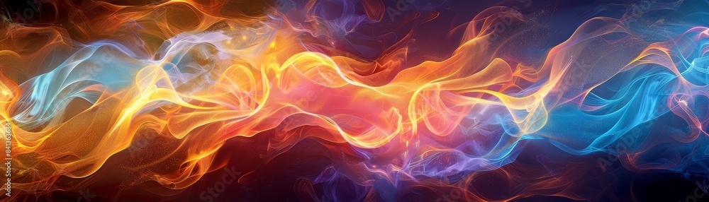 A colorful wave of light with a dark background A colorful wave of light with a dark background