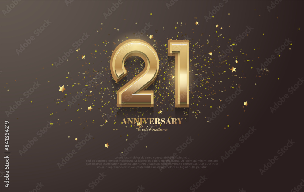Premium number 21 design. With magnificent gold number illustrations ...