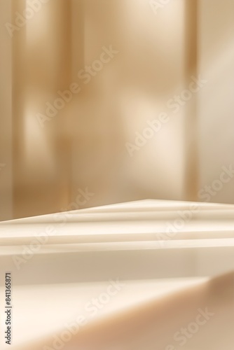 Abstract beige studio background for product presentation. Empty room with shadows and lights.