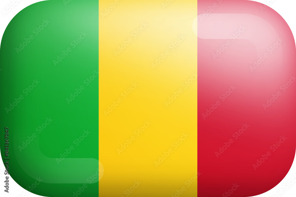 Fototapeta premium Mali National Flag 3D Rounded Glossy Icon Isolated Design Element