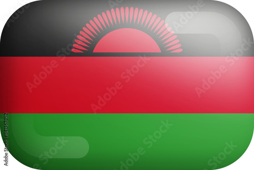 Free Download Malawi National Flag 3D Rounded Glossy Icon Isolated Design Element - GFXLoad