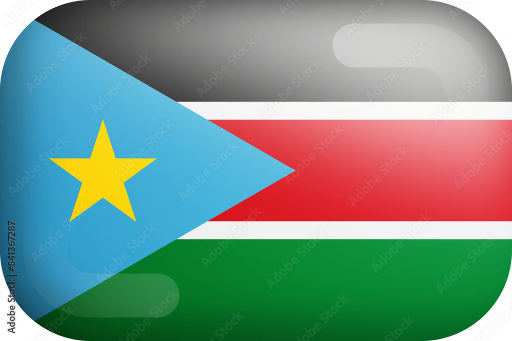 South Sudan National Flag 3D Rounded Glossy Icon Isolated Design Element South Sudan National Flag 3D Rounded Glossy Icon Isolated Design Element