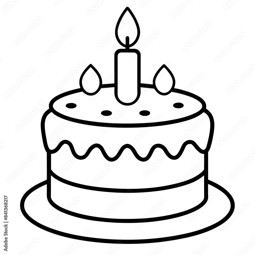 Birthday cake outline coloring book page line art drawing Birthday cake outline coloring book page line art drawing