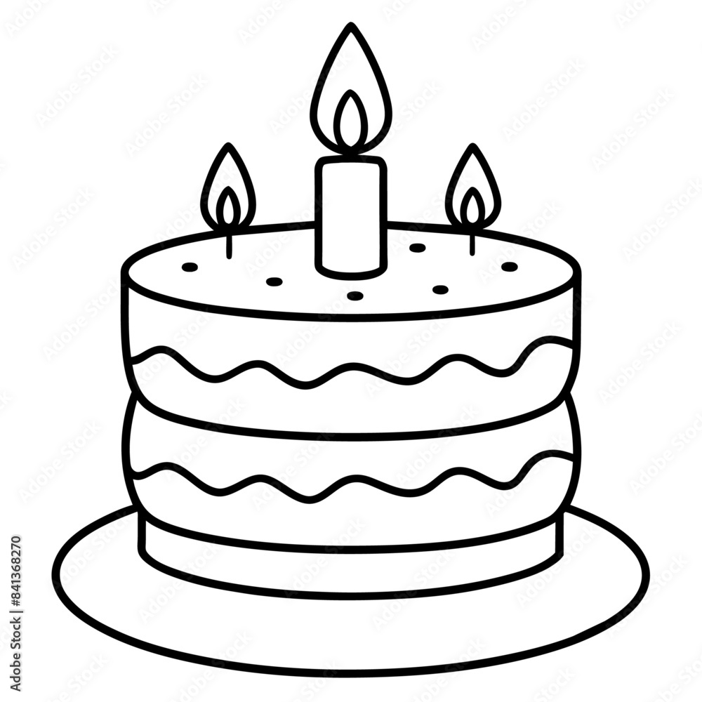 Birthday cake outline coloring book page line art drawing Birthday cake outline coloring book page line art drawing