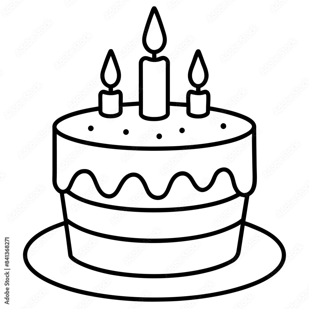 Birthday cake outline coloring book page line art drawing Birthday cake outline coloring book page line art drawing