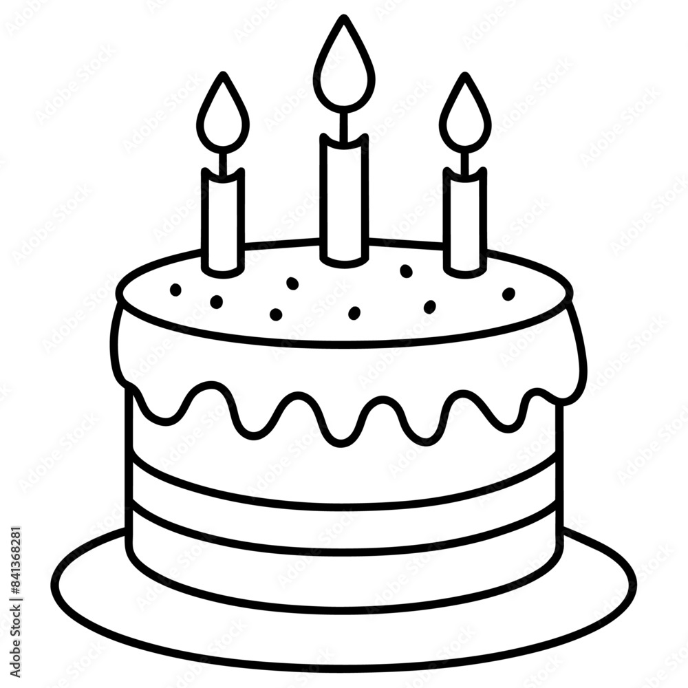 Birthday cake outline coloring book page line art drawing Birthday cake outline coloring book page line art drawing