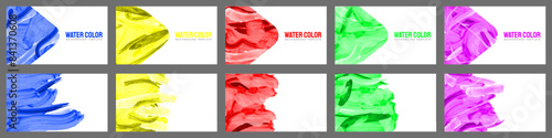 Bundle set of vector colorful watercolor abstract backgrounds for business card or flyer template
