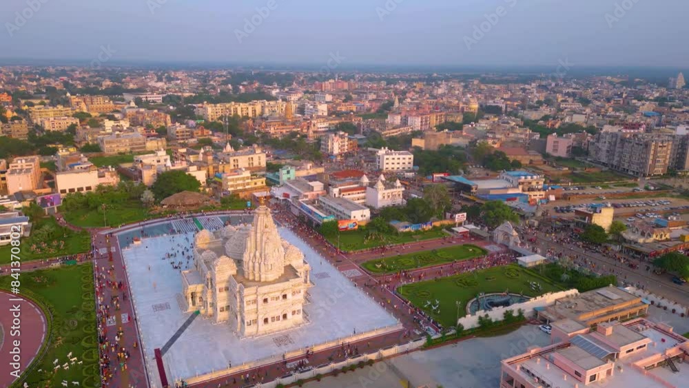 Aerial View of Pram mandir, Love Temple Vrindavan Mathura India Aerial View of Pram mandir, Love Temple Vrindavan Mathura India