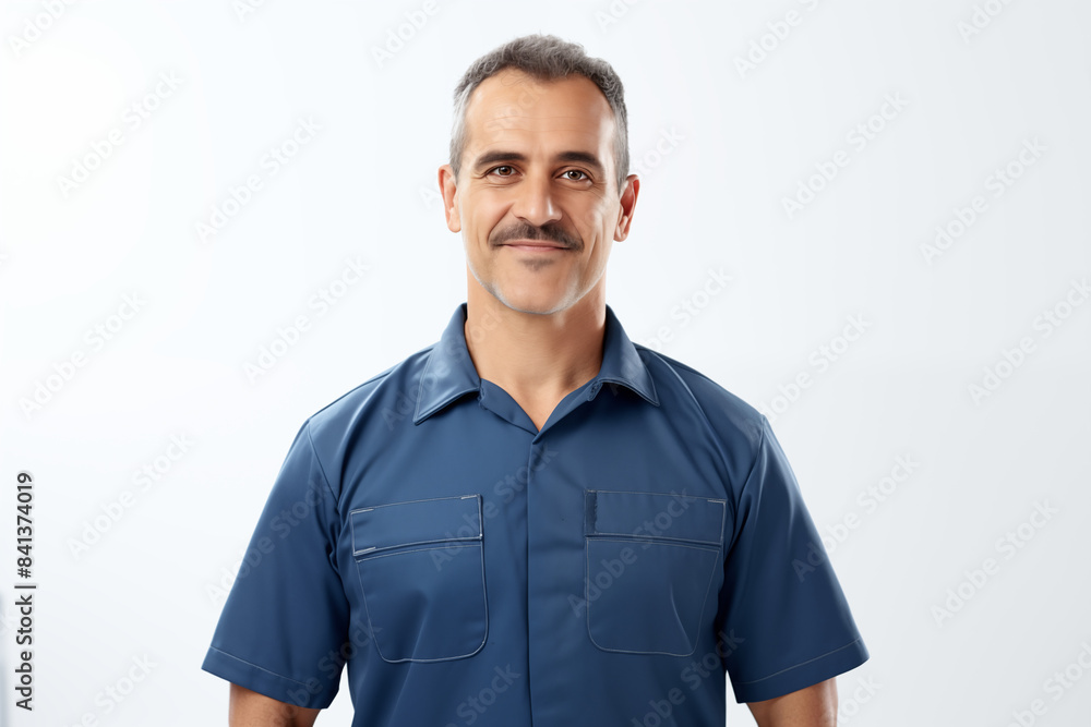 White male mechanic smiling on white background. Automotive professions. Job offer. Image for graphic designer. Image for flyers. Job search. Machine repair professions. Black man. Africa. Afro-Americ White male mechanic smiling on white background. Automotive professions. Job offer. Image for graphic designer. Image for flyers. Job search. Machine repair professions. Black man. Africa. Afro-Americ