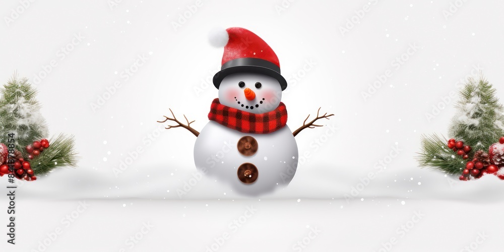 Snowman with Christmas decoration on white background. Snowman with Christmas decoration on white background.