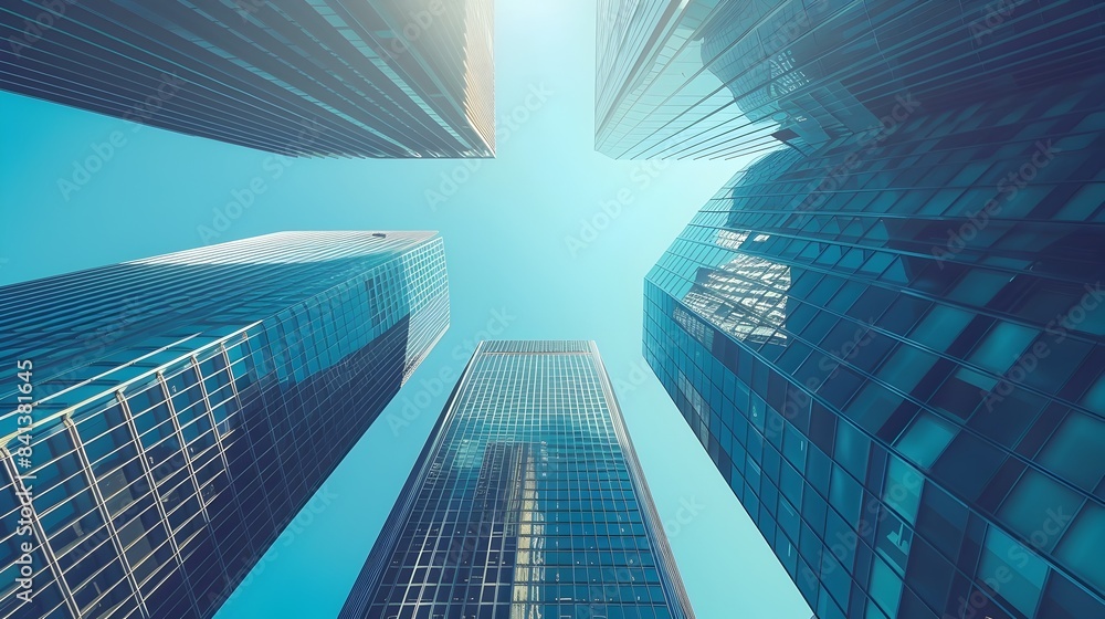 Fototapeta premium Towering Architectural Structures in a Vibrant Financial District