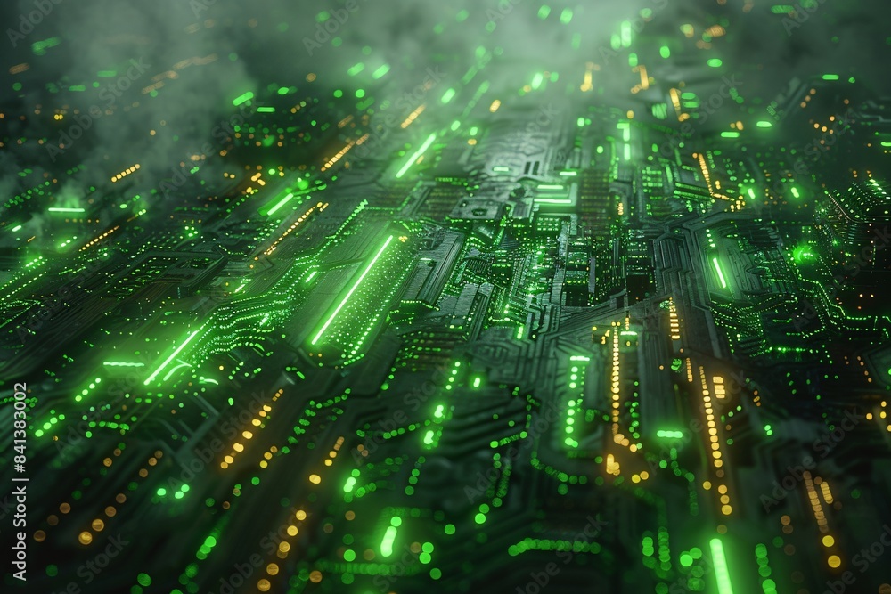 Fototapeta premium Advanced Green Circuit Board Technology