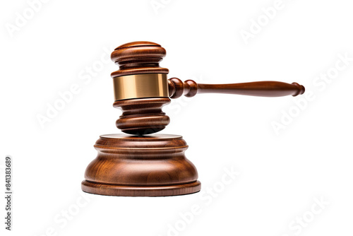 A Gavel of Justice Rests on Its Base, Ready to Strike Isolated on a Transparent Background PNG.