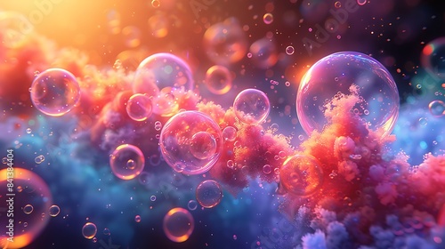   3D render of a whimsical abstract background with colorful bubbles --s 750 Image  2  BAN ME 