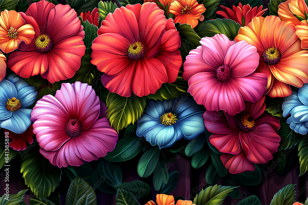 A colorful bouquet of flowers with a bright and cheerful mood. The flowers are arranged in a way that creates a sense of harmony and balance. The colors of the flowers are vibrant and eye-catching A colorful bouquet of flowers with a bright and cheerful mood. The flowers are arranged in a way that creates a sense of harmony and balance. The colors of the flowers are vibrant and eye-catching