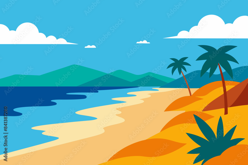 sea beach with palm tree vector illustration sea beach with palm tree vector illustration