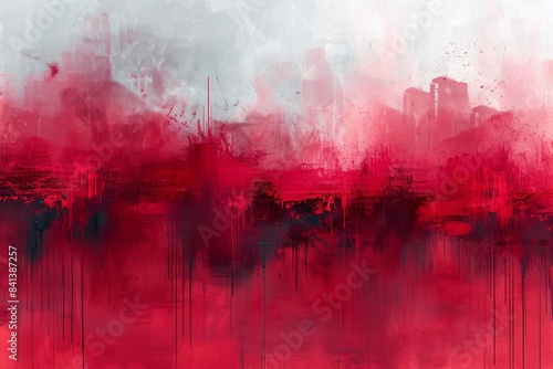 Urban Abstract Art with Red and Black Layers