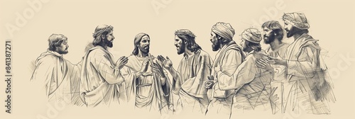 Biblical Illustration of Jesus' Parable of the Unforgiving Servant, Ideal for Banner,Christian banner