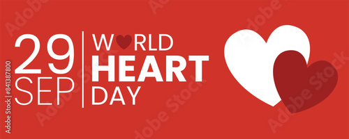 World Heart Day banner with red hearts. Vector illustration
