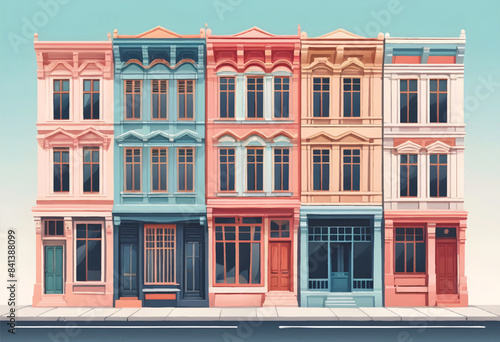 a series of shophouses buildings with a few windows in singapore