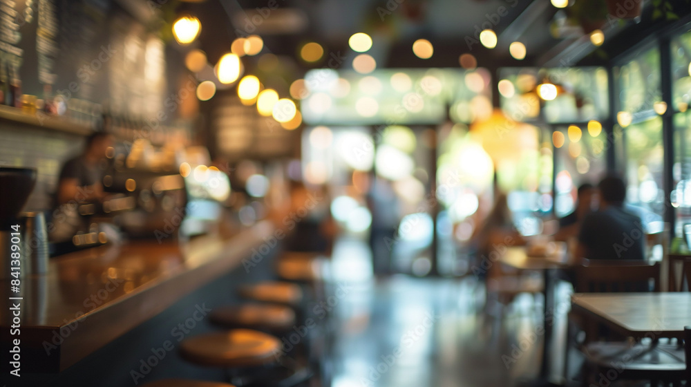 Blur coffee shop or cafe restaurant, Blurred restaurant background with some people and chefs and waiters working Blur coffee shop or cafe restaurant, Blurred restaurant background with some people and chefs and waiters working
