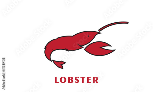 Lobster logo vector illustration, Lobster, Shrimp, Crayfish logo red color on white background.