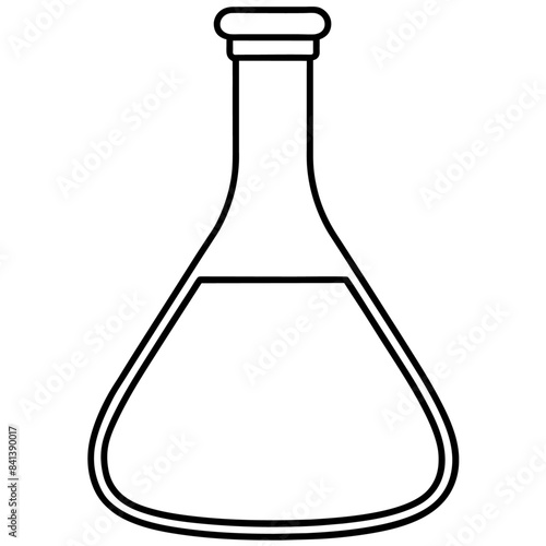 Lab flask outline coloring book page line art drawing © Shapla