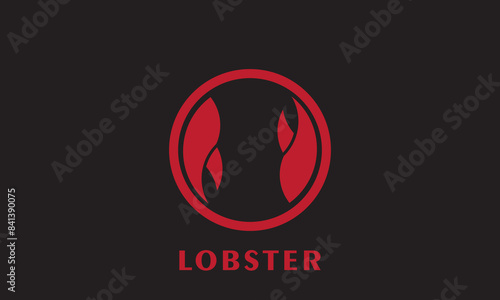 Lobster logo vector illustration, Lobster, Shrimp, Crayfish logo in red in circle shape,on white background.