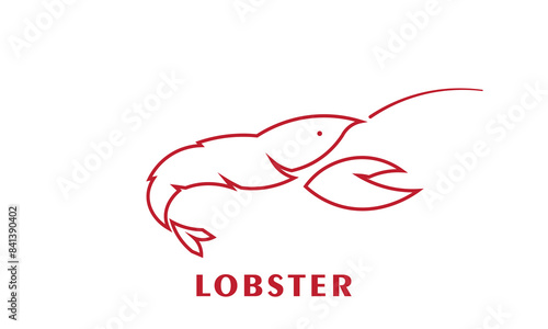 Lobster logo vector illustration, Lobster, Shrimp, Crayfish logo red color on white background.