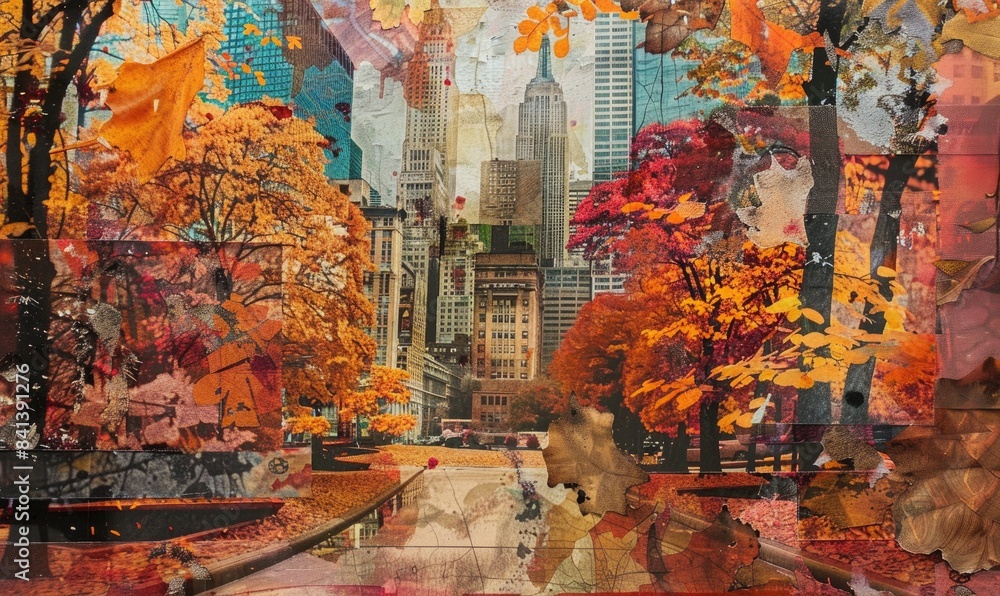 Abstract illustration of urban landscape in the autumn Abstract illustration of urban landscape in the autumn