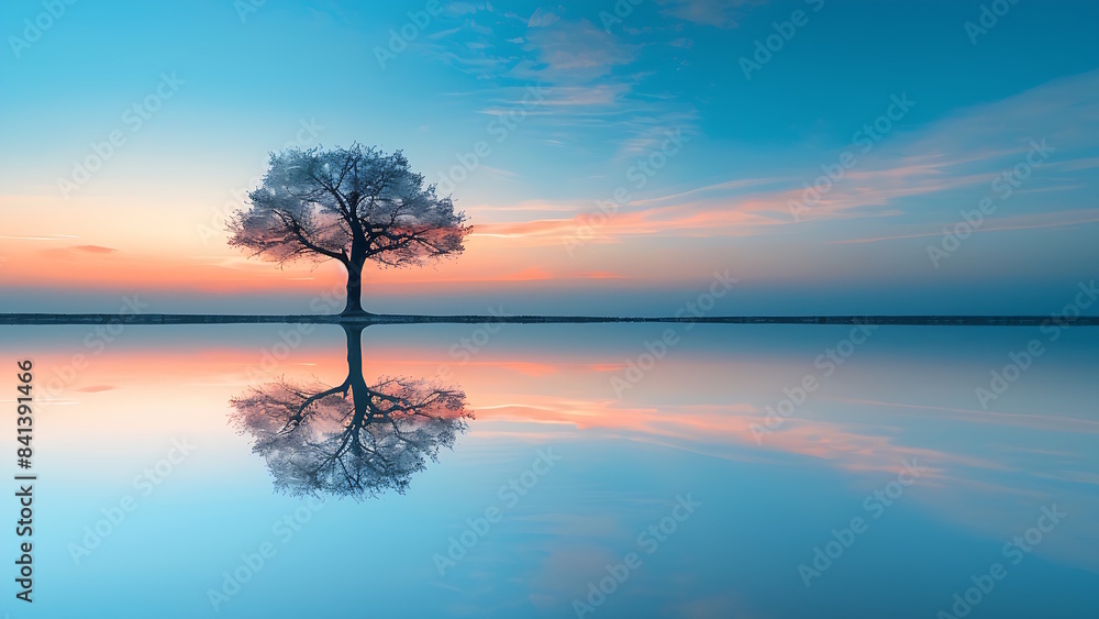 Trees growing in the middle of a lake with a clear sky. Trees growing in the middle of a lake with a clear sky.