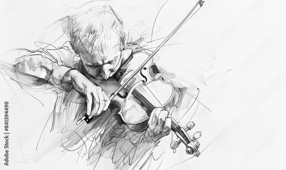 A man is playing a violin. Black and white sketch illustration A man is playing a violin. Black and white sketch illustration