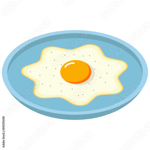 Isometric fried egg on a plate