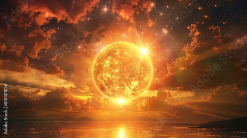 The heavens are alight with a glowing orb its size and radiance unparalleled.