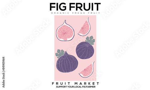 Fruit market. Organic fig fruit print. Nature fruit club print design. Organic food artwork for for t-shirt. Fruit vintage t-shirt design. Fig farm artwork. Fresh farm design.