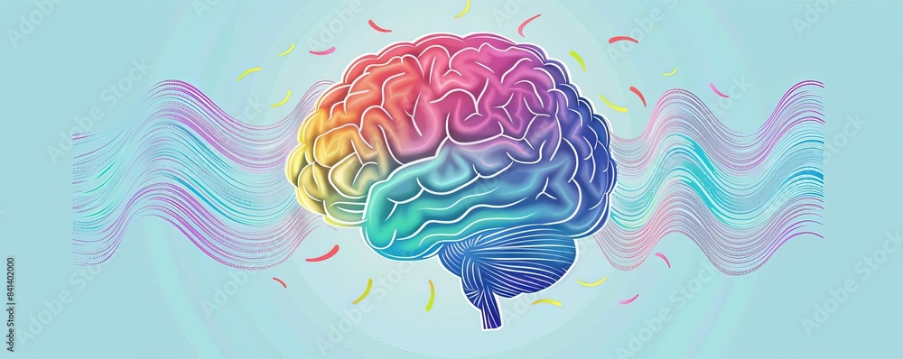 Fototapeta premium Create an illustration of a brain with a rainbow of colors representing different types of intelligence.