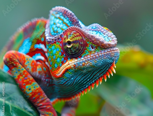 Vibrant Chameleon Showcasing Remarkable Adaptability in Natural Environment © Thares2020