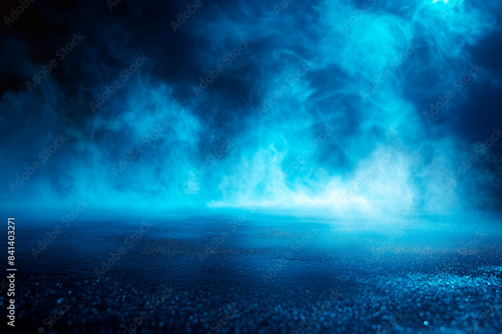 Blue smoky background with a textured floor, suitable for presentations or design mockups, emphasizing a mysterious concept. Generative AI Blue smoky background with a textured floor, suitable for presentations or design mockups, emphasizing a mysterious concept. Generative AI