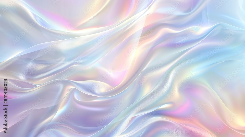 Obraz premium soft satin wave, light effect, holographic colors, texture with smooth flowing patterns, background design, fashion and digital art , shiny surface