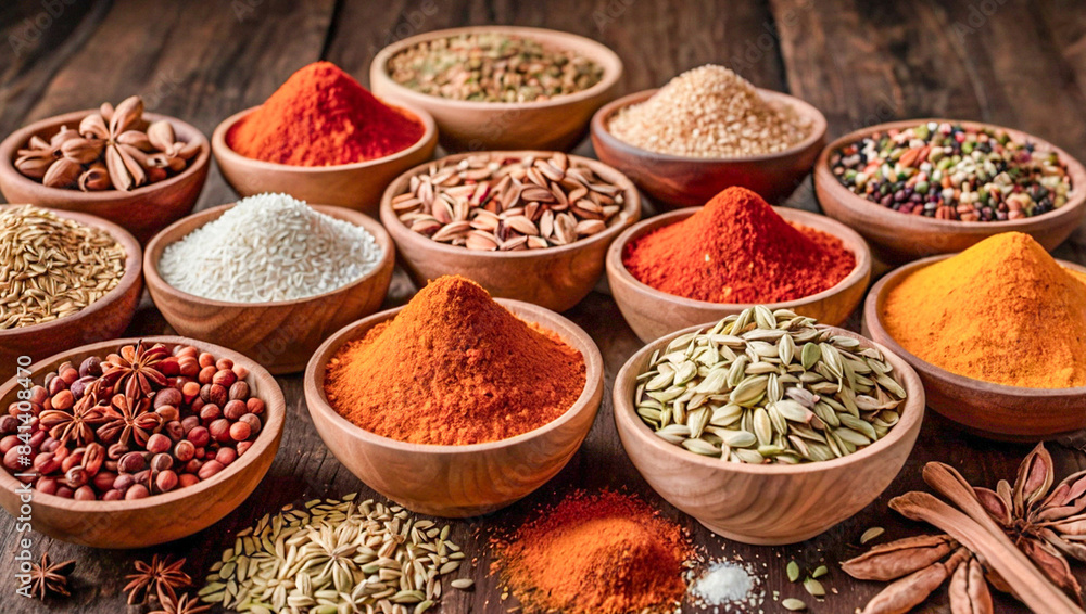 Various food spices and herbs, food ingredients, herbal medicine ingredients, which have delicious taste and health benefits.concept Health & Fitness.High quality photos. Various food spices and herbs, food ingredients, herbal medicine ingredients, which have delicious taste and health benefits.concept Health & Fitness.High quality photos.