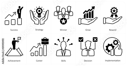 A set of 10 mix icons as success, strategy, winner