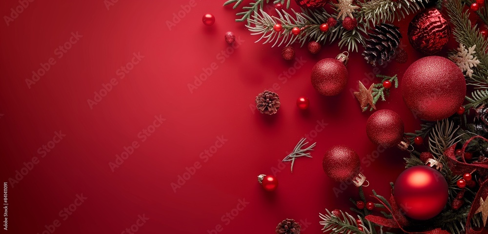 elegant Christmas written in the middle of the background with tree and stars decoration on the side borders with text empty space isolated on the green red and white background lovely ultra view elegant Christmas written in the middle of the background with tree and stars decoration on the side borders with text empty space isolated on the green red and white background lovely ultra view
